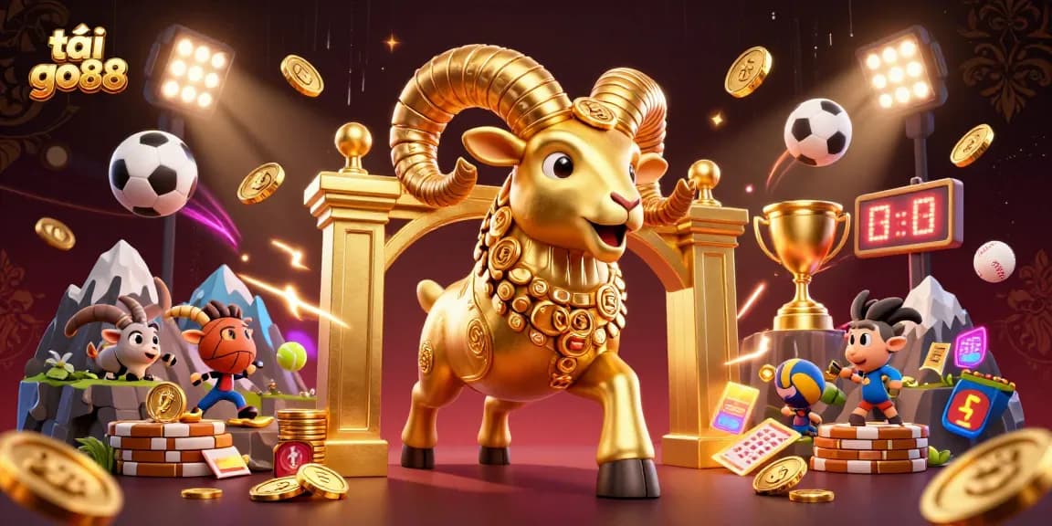 Engage with the vibrant world of tải go88 as a golden ram charges through a dynamic casino scene