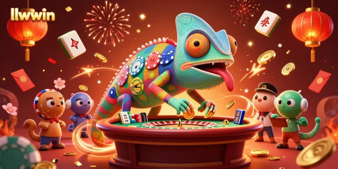 Experience the thrill of llwwin with a vibrant 3D illustration showcasing dynamic casino scenes and elements.