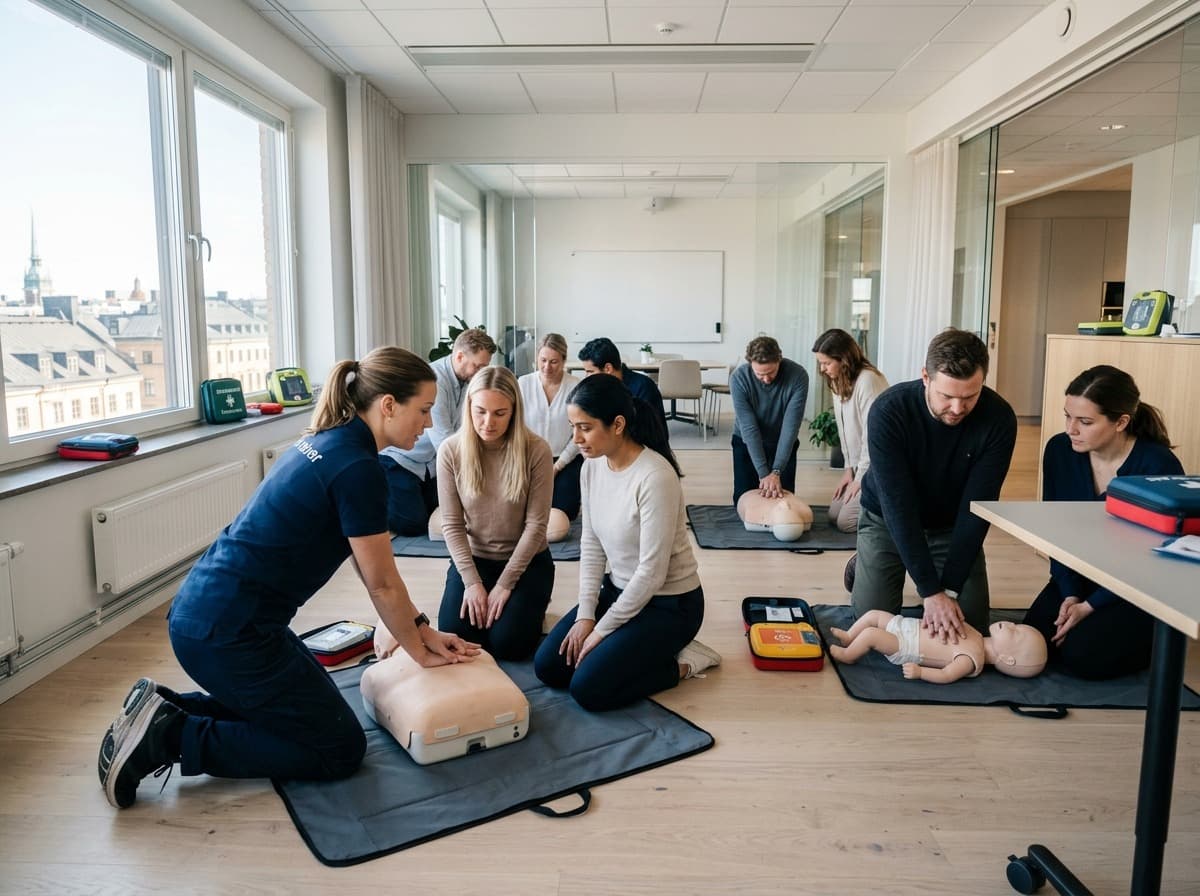 Hands-on lärande i varje HLR kurs Stockholm vi håller