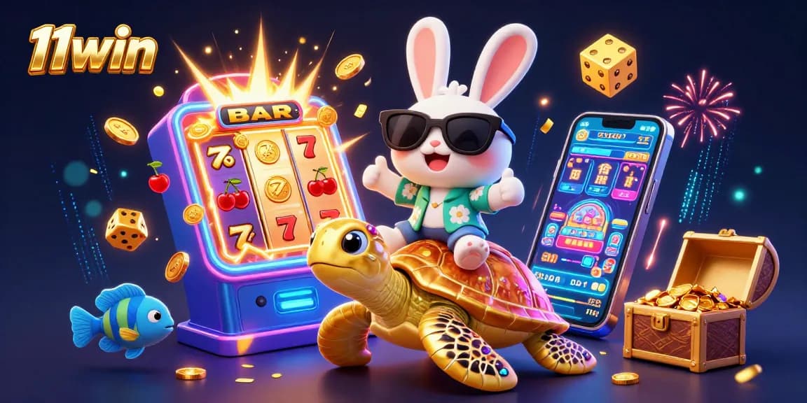 Experience thrilling wins at 11win with a vibrant casino adventure illustration.