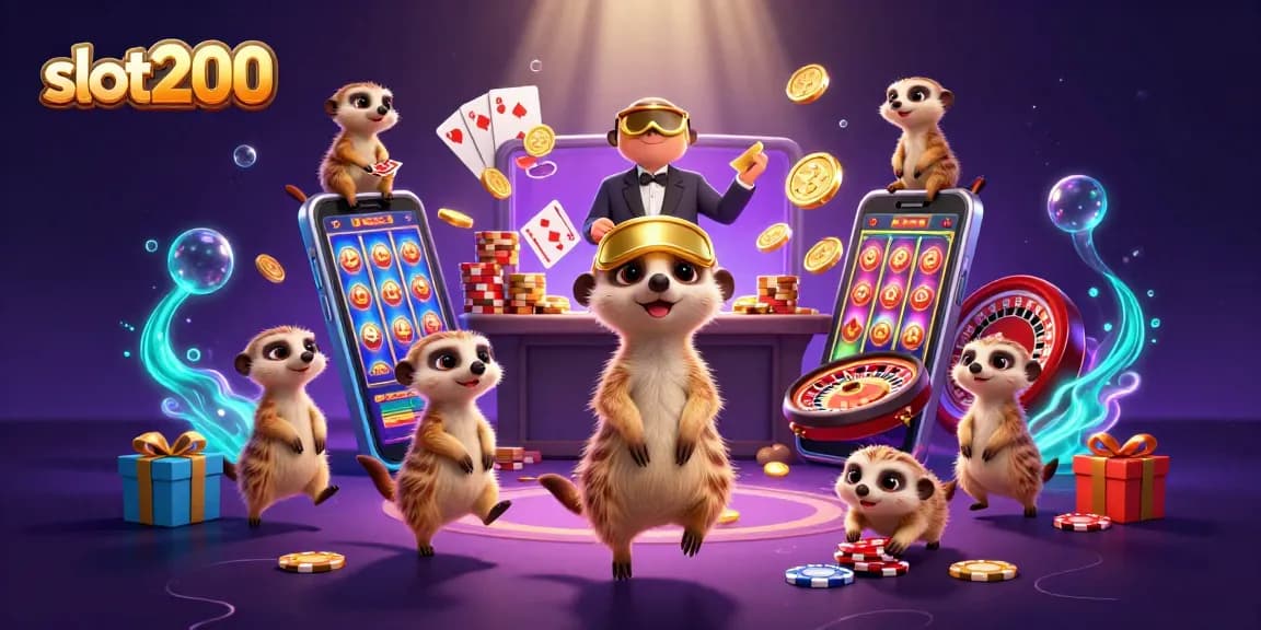 Experience thrilling gameplay at slot200 with meerkats managing an exciting casino scene full of action.