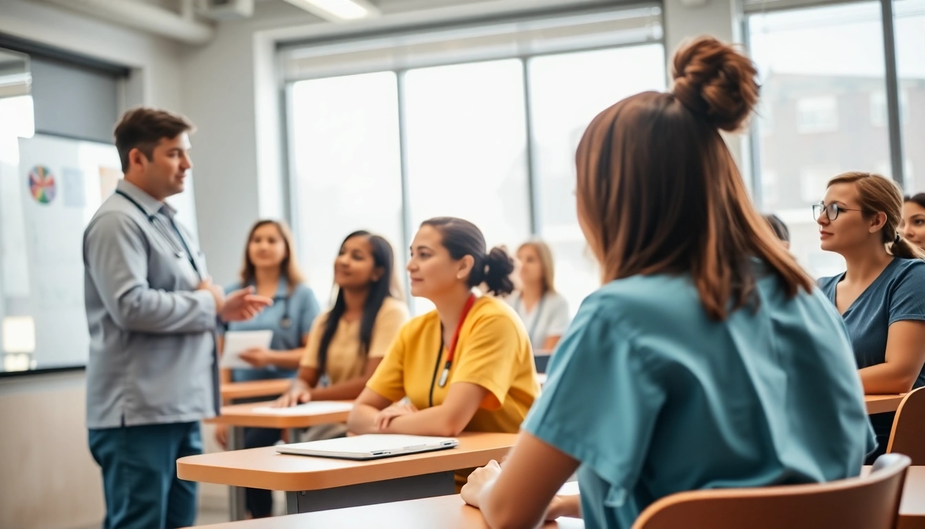 Engaged nursing students in a professional NCLEX review center Houston TX session led by an instructor.