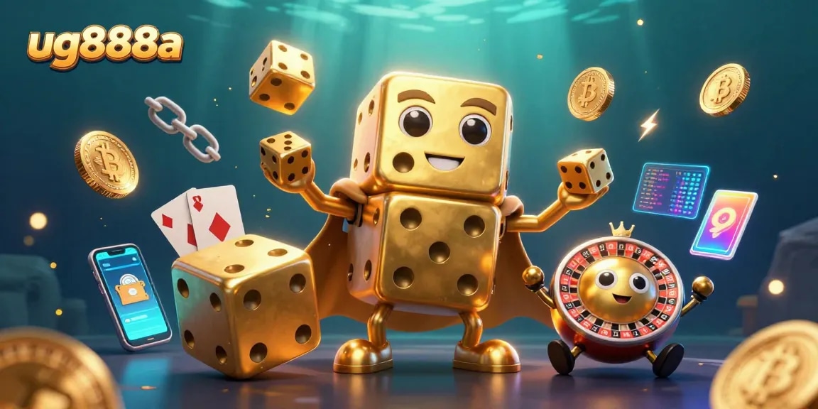 Engage in thrilling gameplay at ug888a with golden dice, crypto coins, and dynamic casino elements.