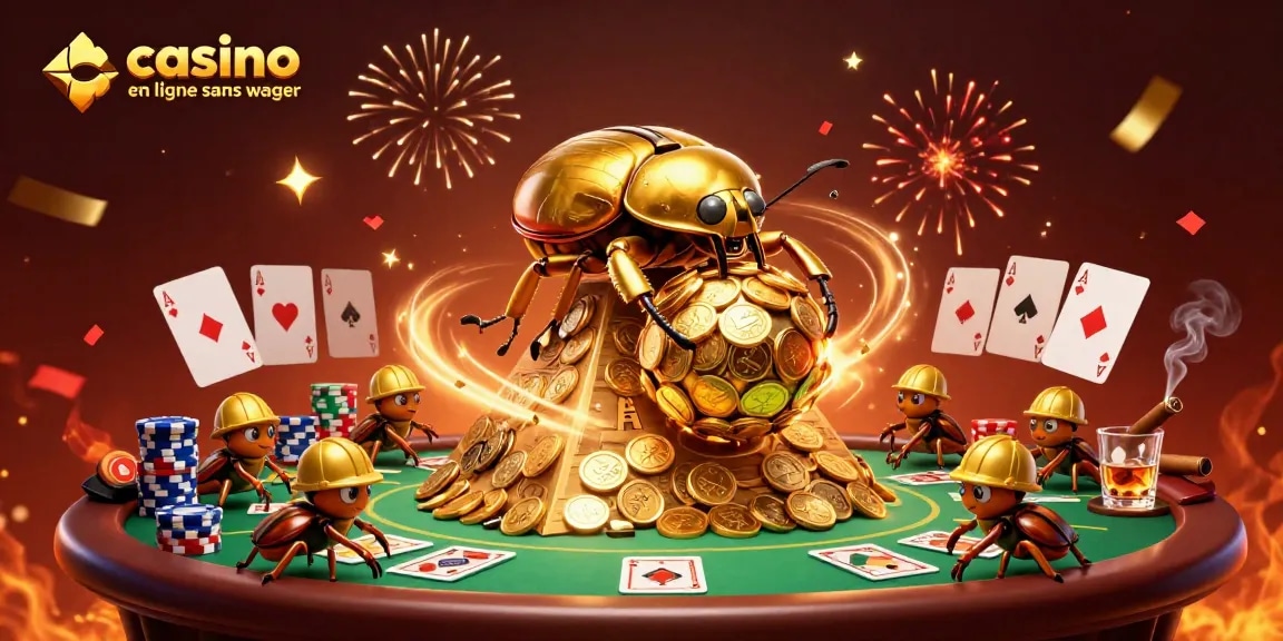 Jouez au casino en ligne sans wager avec une scène dynamique et colorée de personnages et éléments de jeu.