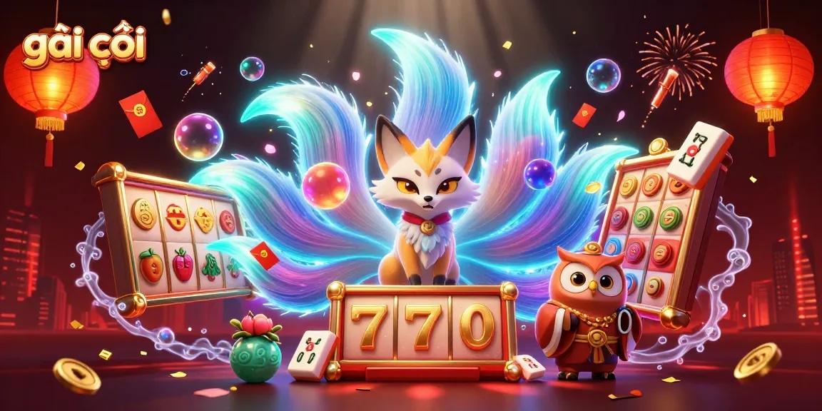 Engage with thrilling gaming at gái gọi, featuring a vibrant 3D illustration of colorful characters.