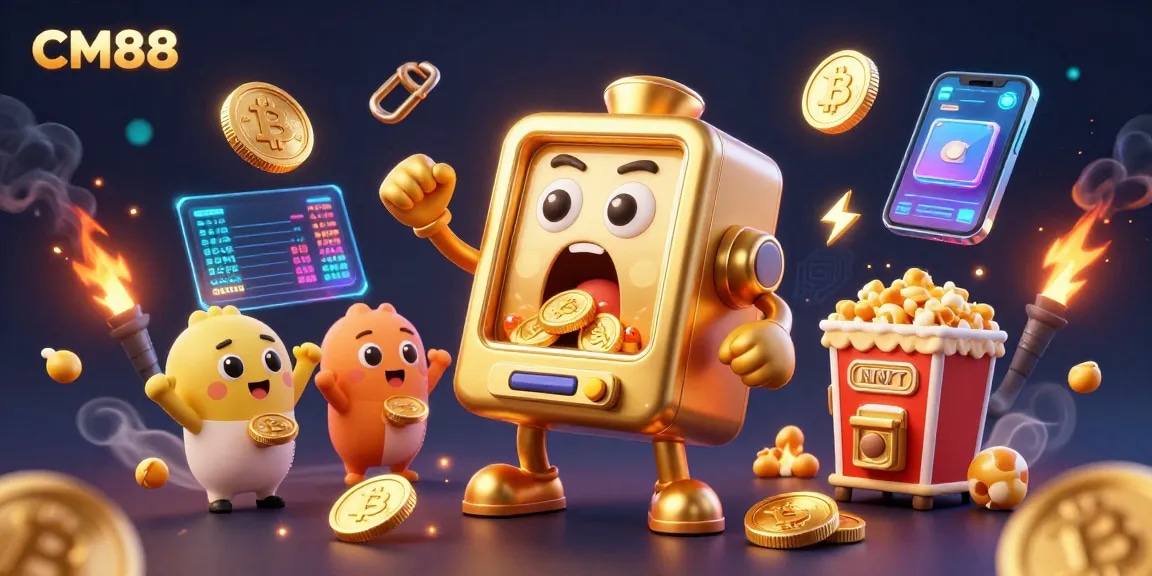 CM88 slot machine wins jackpot with cheering baby machines in a vibrant casino illustration.