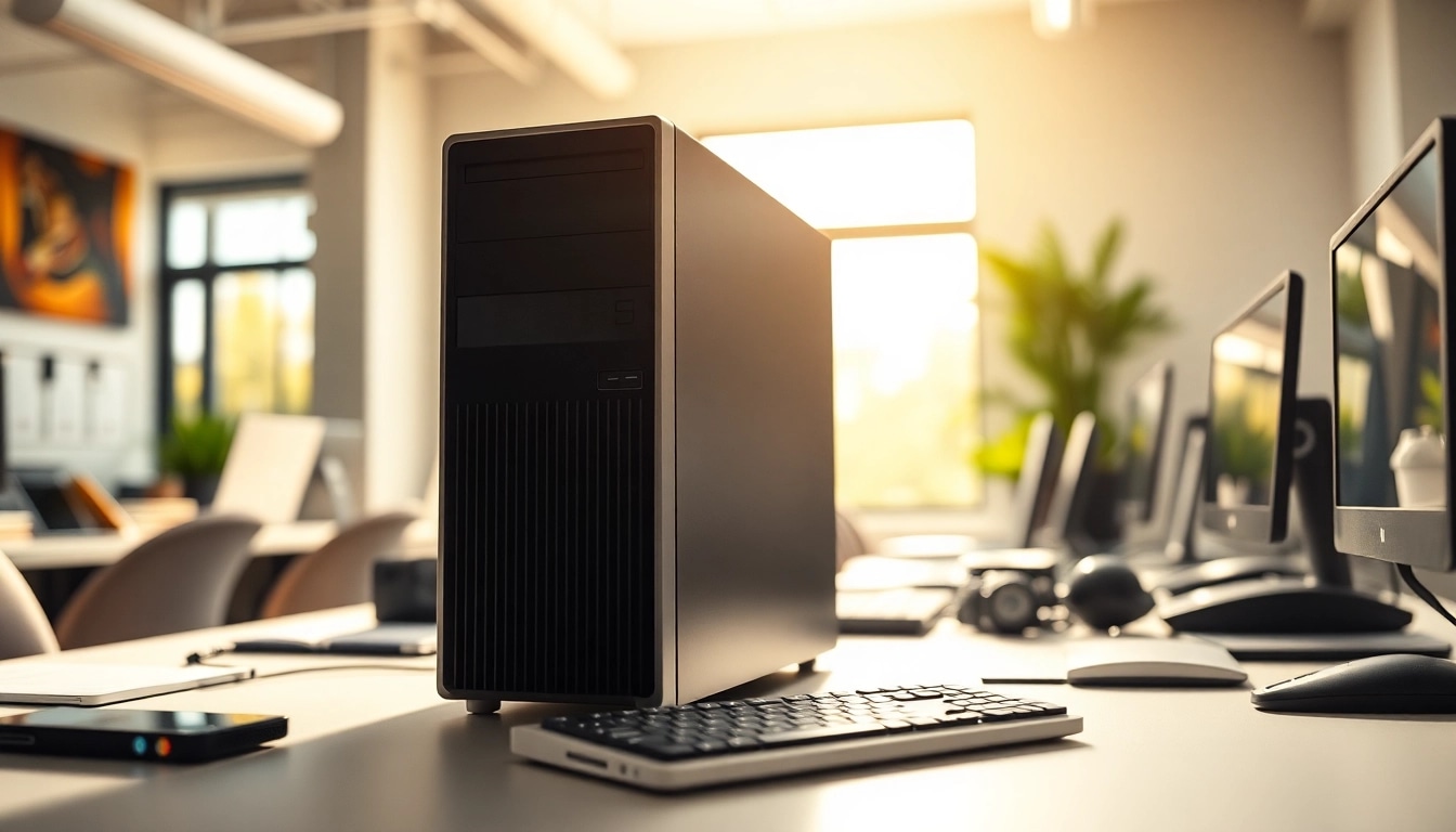 PC ανακατασκευασμένος με μοντέρνο σχεδιασμό σε γραφείο, έτοιμος για δράση.