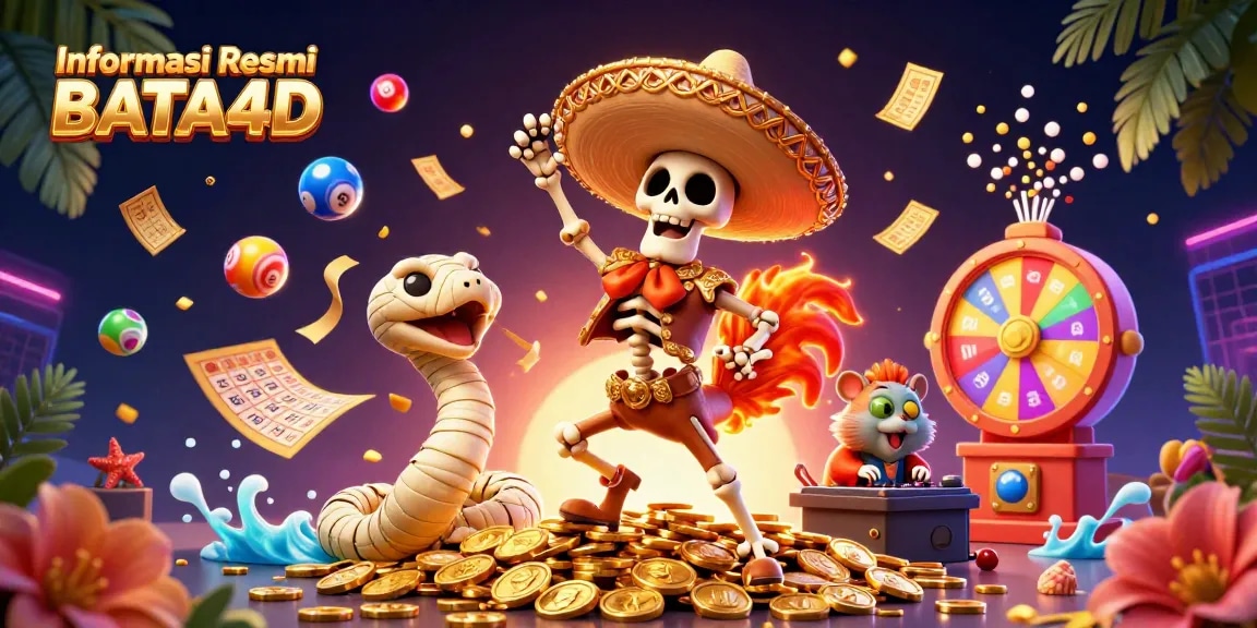 Engage in Informasi Resmi BATA4D with this vibrant 3D illustration of colorful lottery elements.