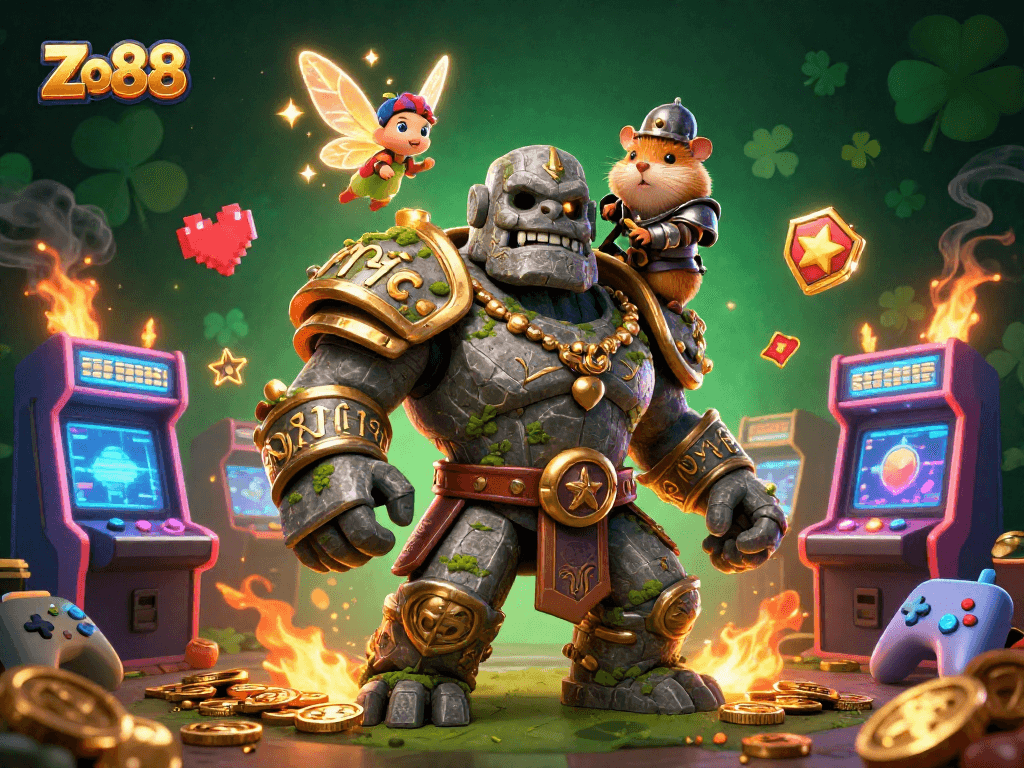 Experience the thrill at Zo88 with lively characters and colorful casino elements in an enchanting 3D scene.