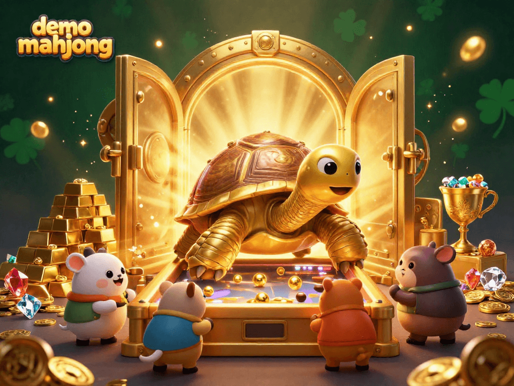 Mainkan demo mahjong dengan simbol slot dan harta berkilau di latar belakang yang menawan.