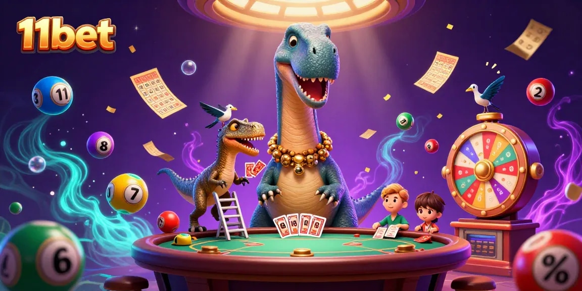 Join in the excitement of 11bet with vibrant casino elements and dynamic characters.