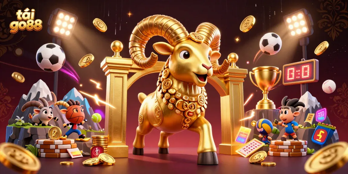 Engage with the vibrant world of tải go88 as a golden ram charges through a dynamic casino scene
