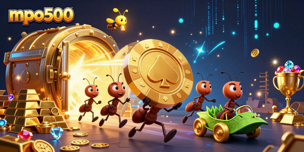 Engage with mpo500 to unlock giant golden poker chips in a thrilling heist scene.