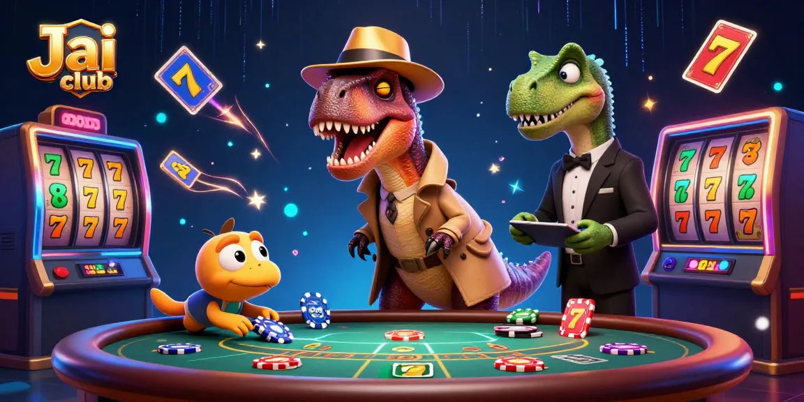 Experience thrilling gameplay at Jai club, where cartoon dinosaurs engage in exciting blackjack adventures.