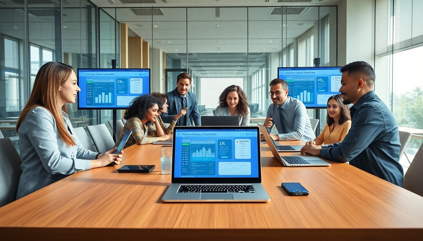 Reduce scheduling time AI with a collaborative team using advanced scheduling tech in a bright office.