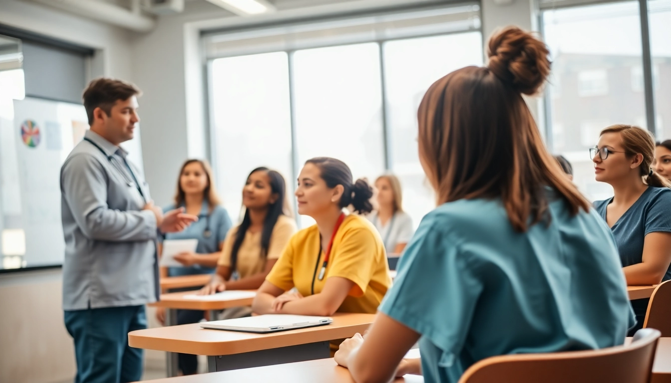 Engaged nursing students in a professional NCLEX review center Houston TX session led by an instructor.