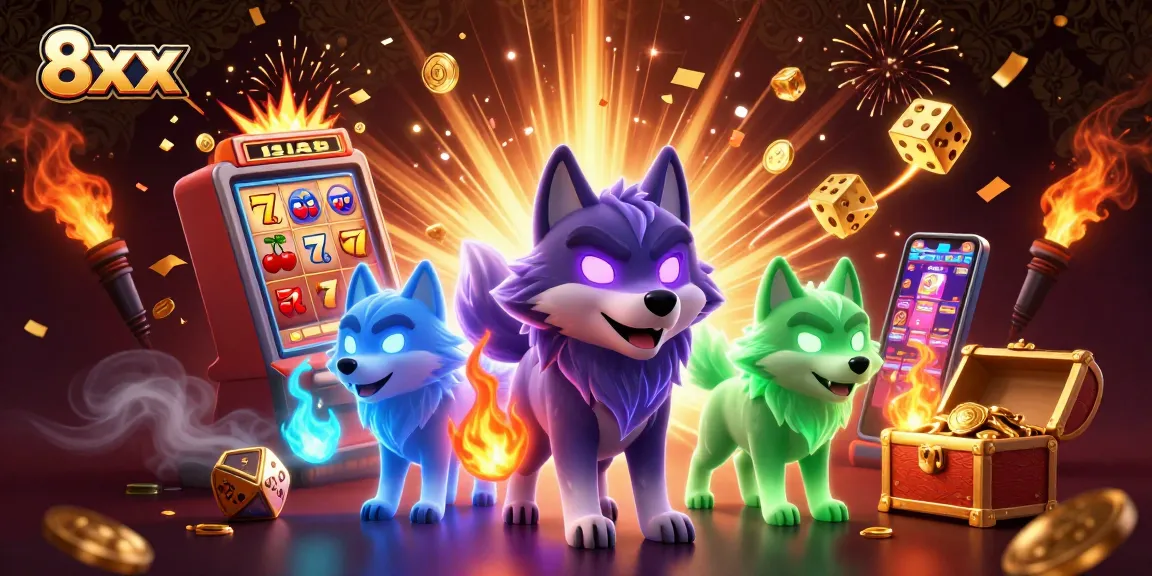 Experience thrilling gameplay at 8xx with vibrant slots bursting coins and ghostly companions.