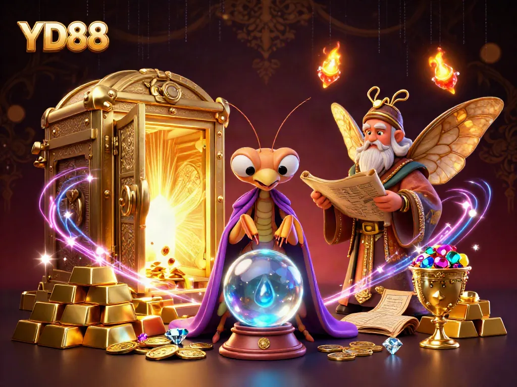 Engage with the magical world of YD88, featuring a fortune teller and enchanting fireworks.