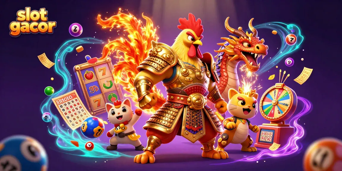 Memenangkan slot gacor dengan ilustrasi kasino 3D berwarna-warni yang menarik.