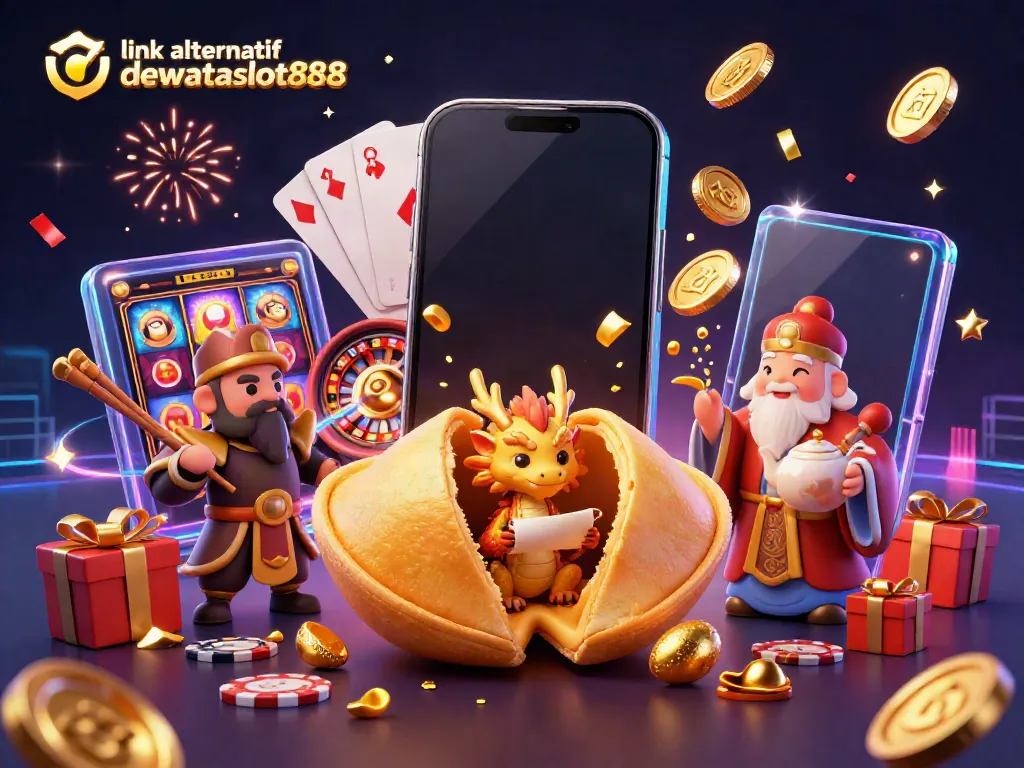 Permainan slot menarik di link alternatif dewataslot888 dengan karakter kartun yang lucu dan elemen kasino yang ceria.