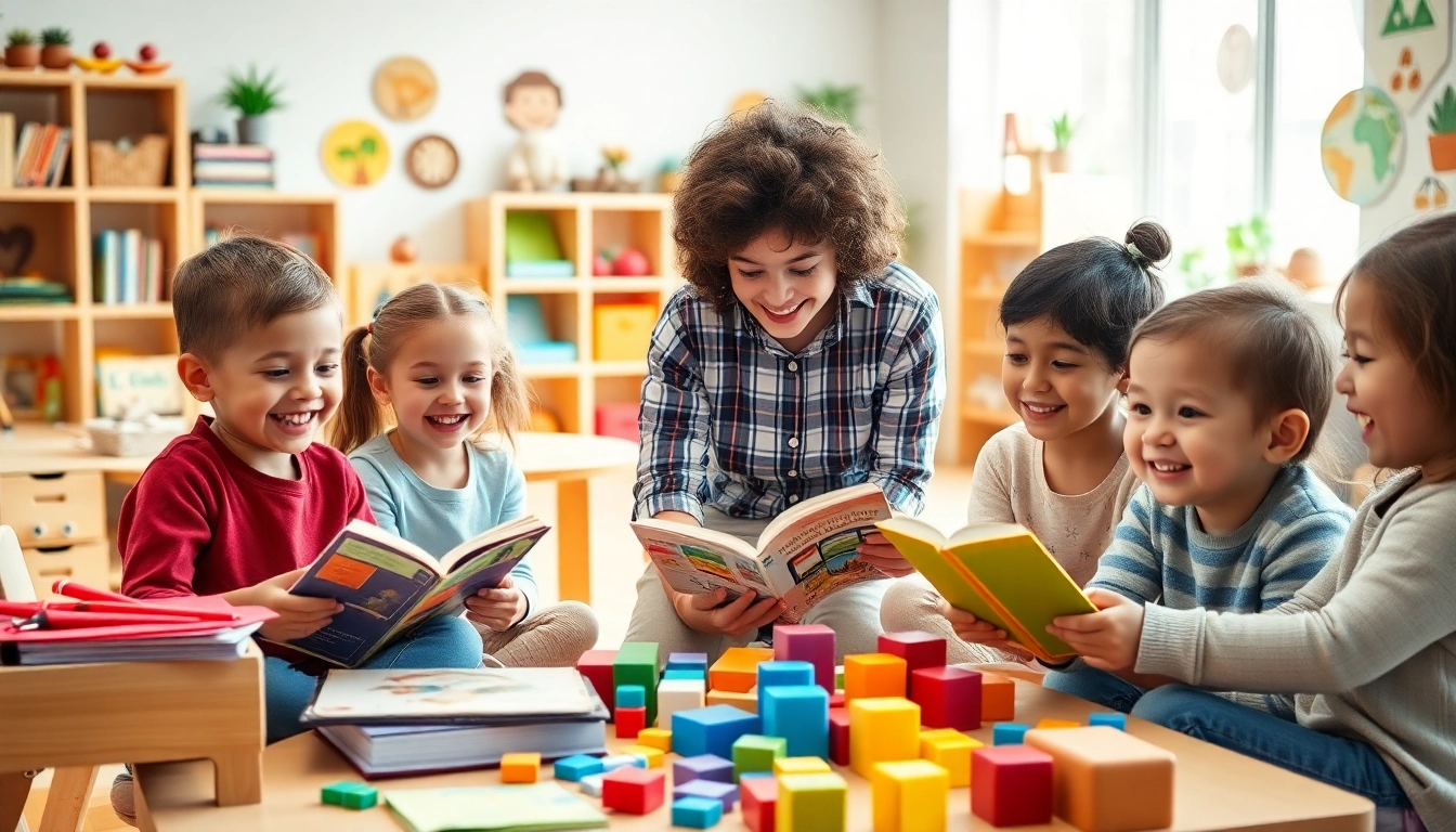 Cheerful children learning in a vibrant classroom at https://kara.in/ promoting creativity and engagement.