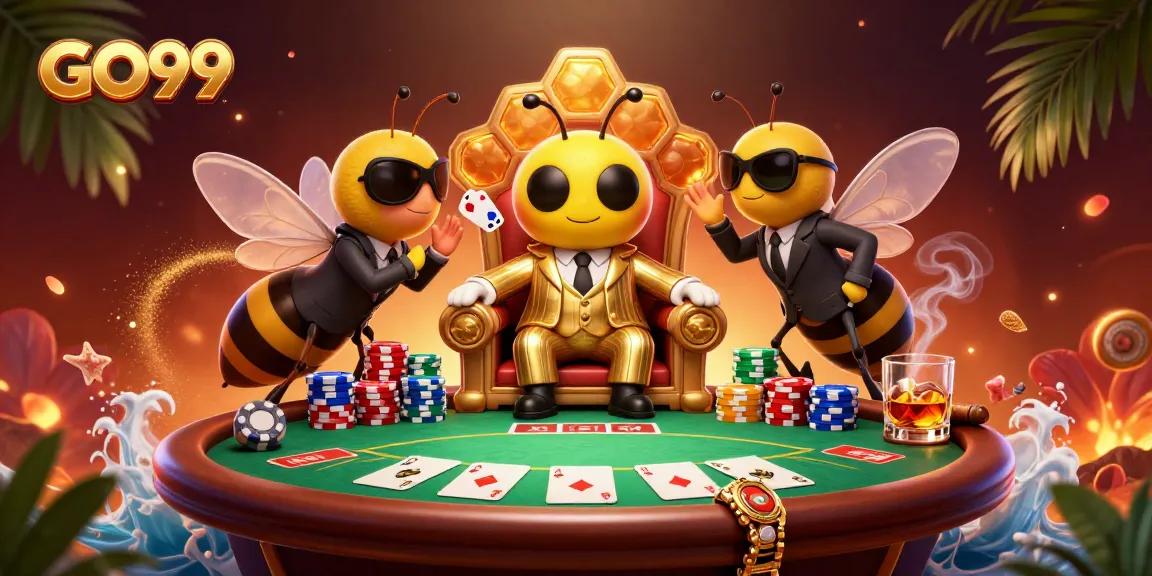 Experience the thrill of GO99 with lively poker action, colorful chips, and dynamic characters.