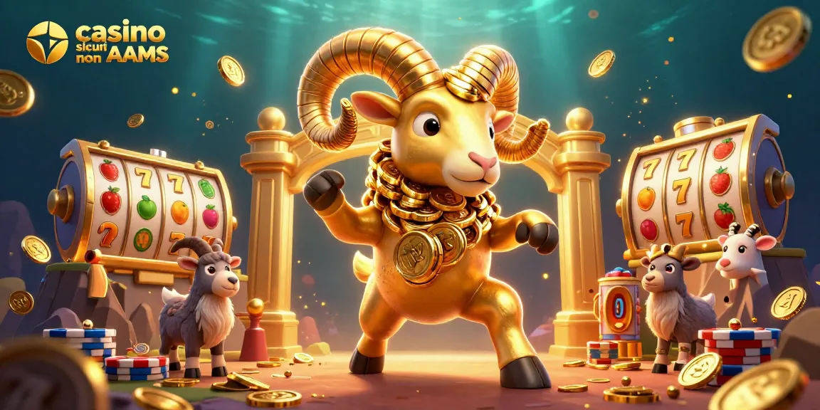 Scopri il mondo dei casino sicuri non AAMS con il nostro illustrativo ram dorato e simboli delle slot.