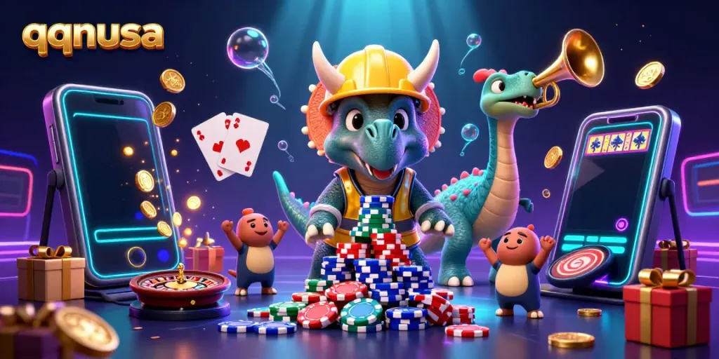 Engage with qqnusa's thrilling casino action featuring vibrant characters and dynamic gaming elements.
