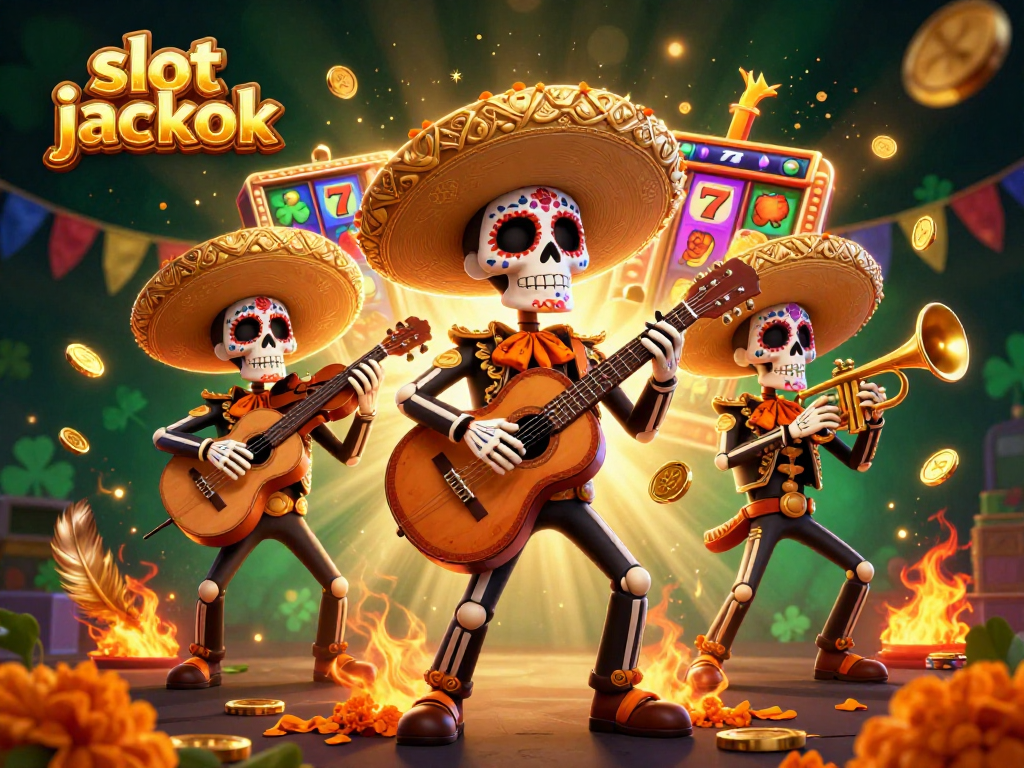 Experience unforgettable slot jackpot excitement with a vibrant casino-themed 3D mariachi band illustration.