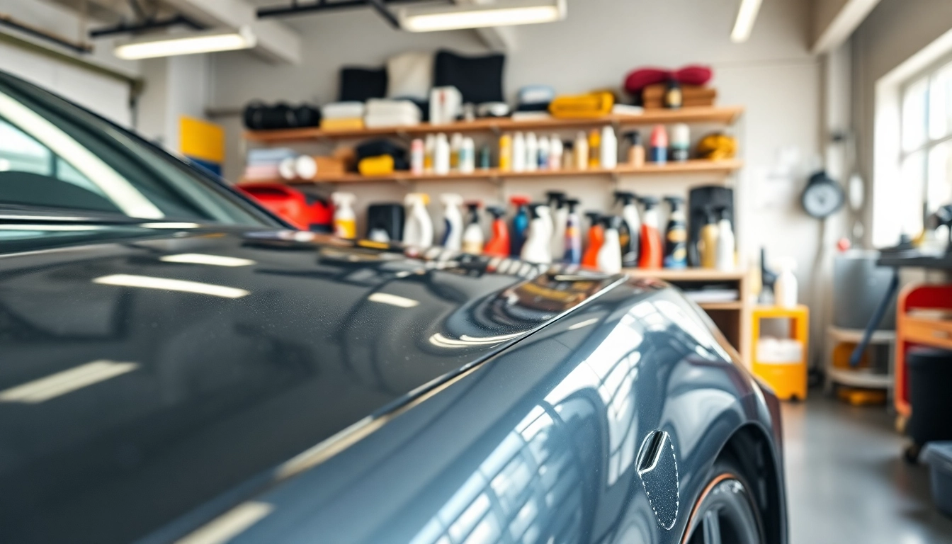 Detailed view of a car detailing routine step by step showcasing tools and techniques.