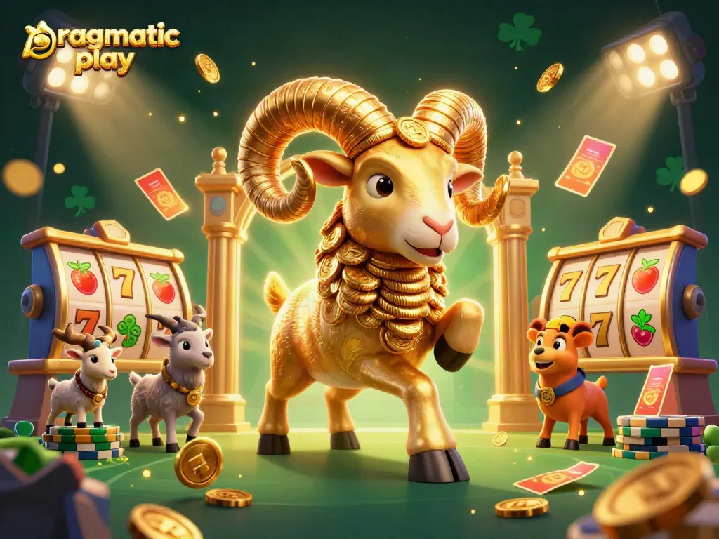 Permainan kasino yang menyajikan ram emas dan elemen perjudian pratama.