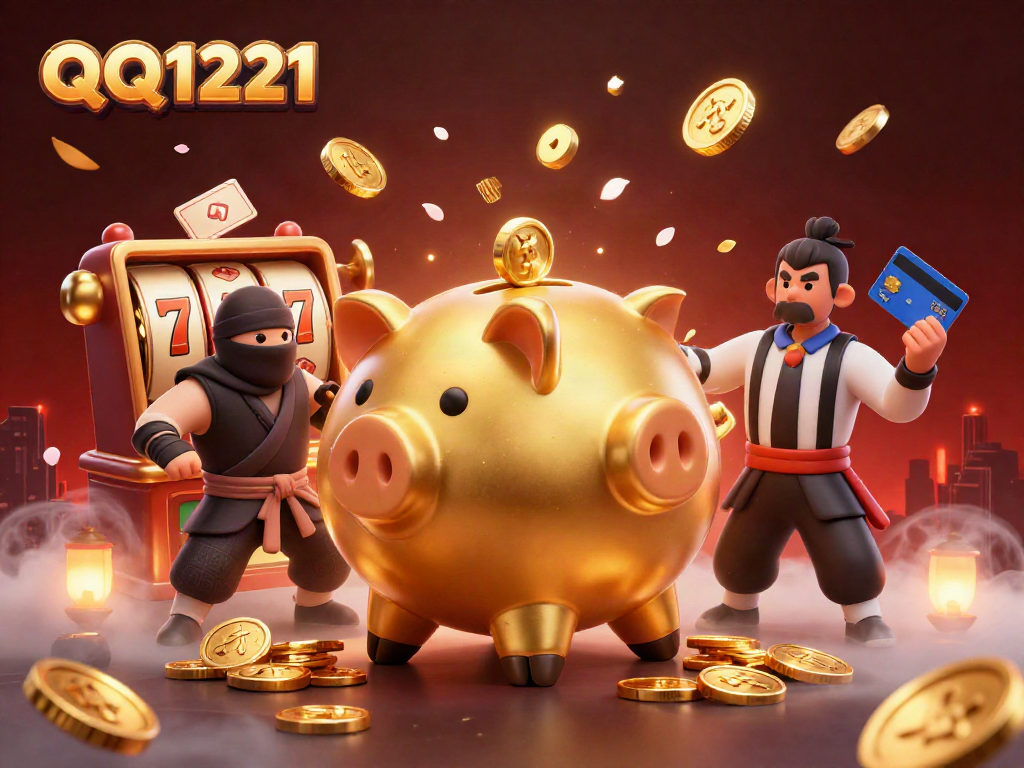 Experience thrilling action with QQ1221 as a golden piggy bank sumo wrestler brings luck and coins.
