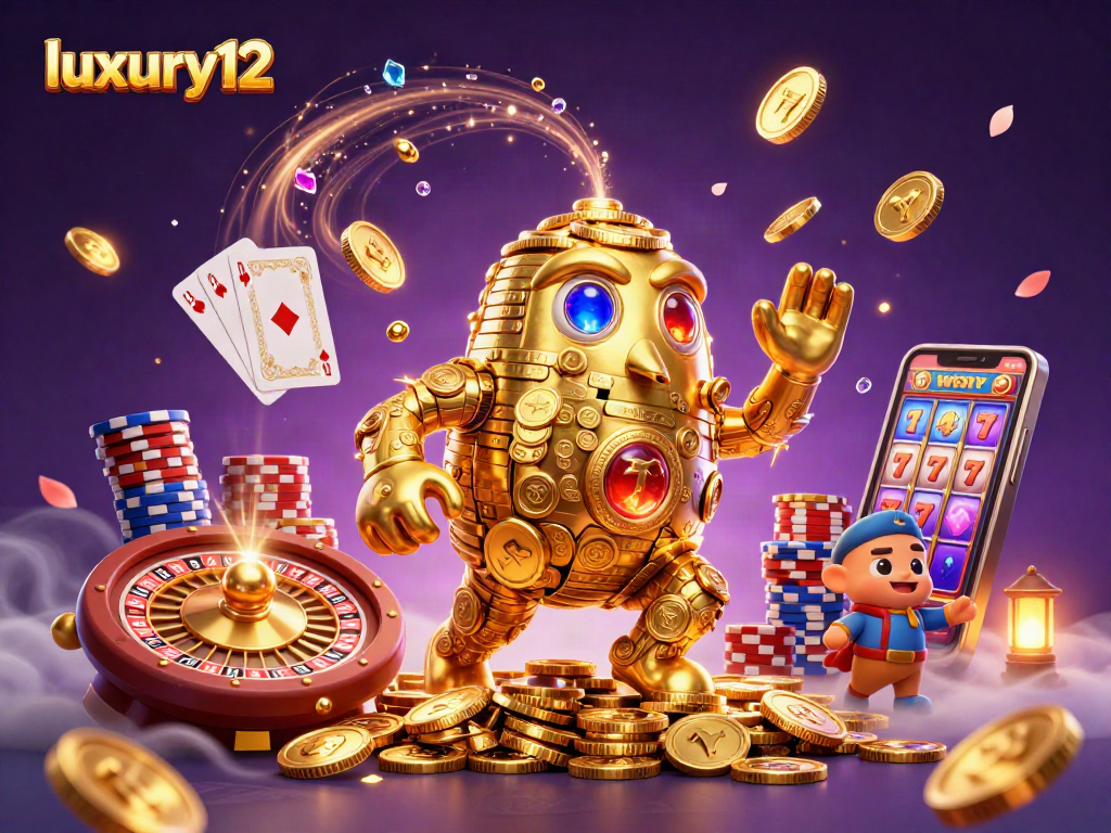 Menangkan jackpot bermain luxury12 dengan simbol mesin slot yang berkilau dan koin emas berlimpah.