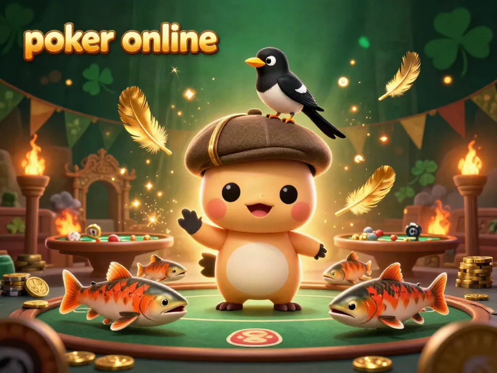 Engage in poker online gameplay with lively cartoon characters and dynamic casino elements.