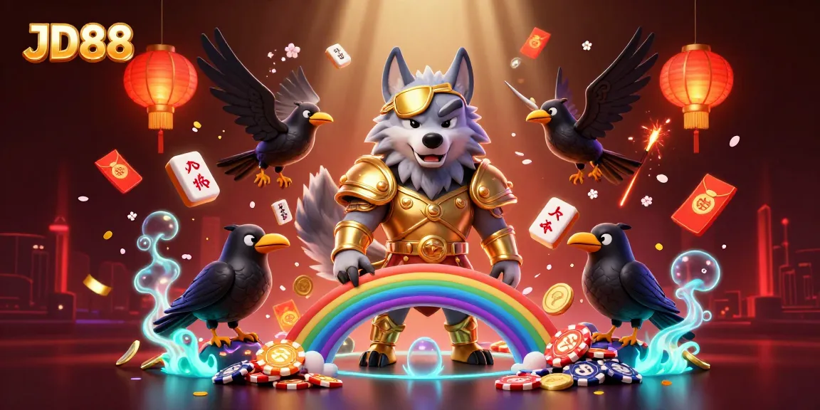 Experience the excitement of JD88 with a vibrant 3D casino scene featuring Odin and spectacular casino elements.