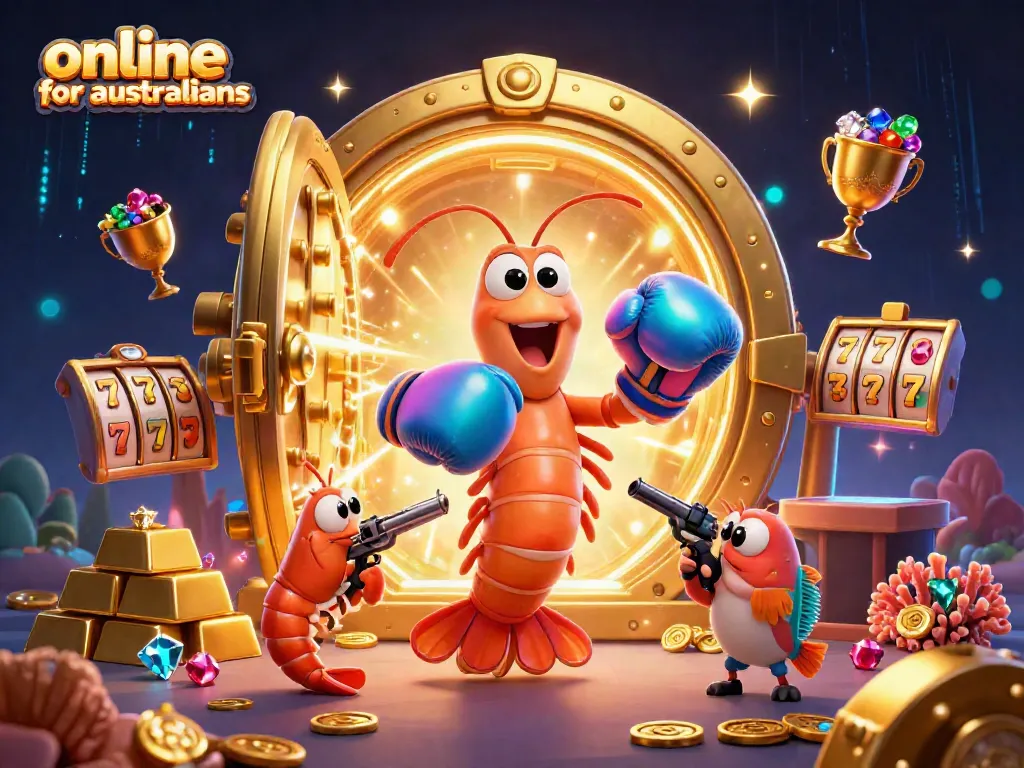 Experience an exciting online casino for australians with vibrant characters and treasure elements.