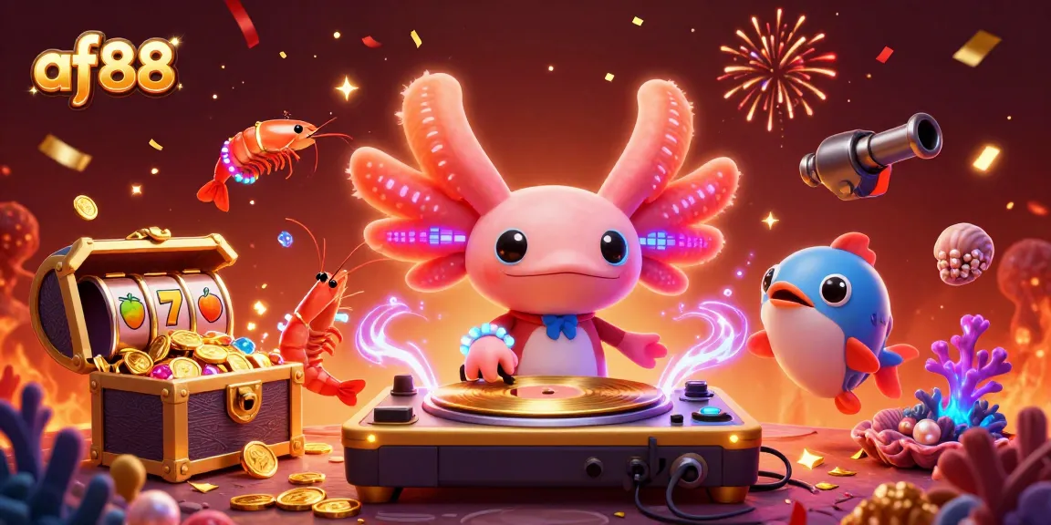 Experience at af88 with vibrant casino games, neon characters, and an underwater party atmosphere.