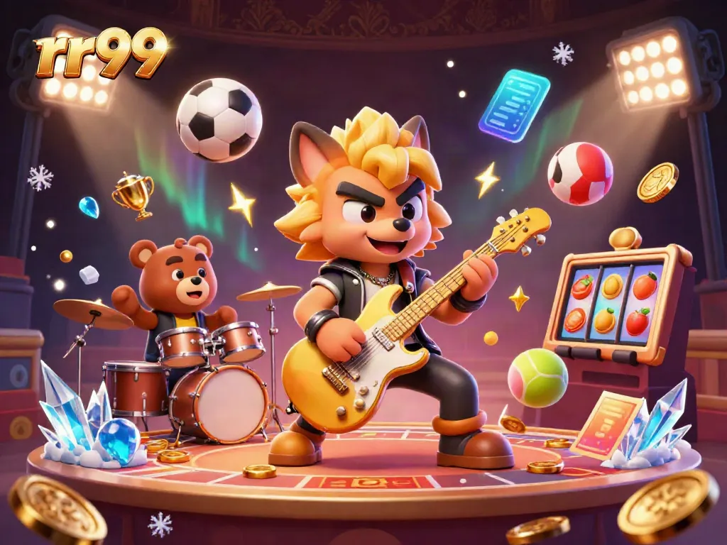 Experience thrilling gameplay at rr99 with our dynamic casino stage entertainment featuring vibrant characters and gaming elements.