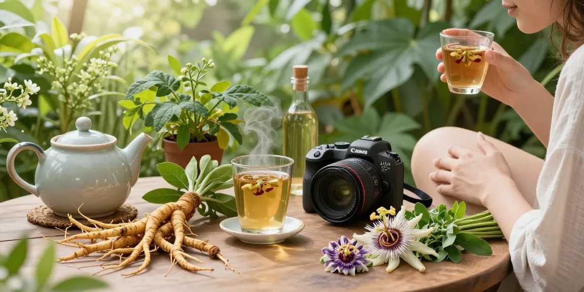 Plantes apaisantes du confort urinaire, mettant en scène la guimauve et la passiflore dans un jardin apaisant.