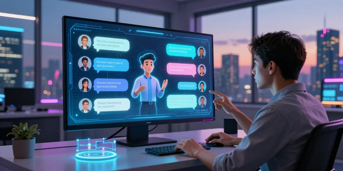 Engaged user in high-tech workspace exploring ai nsfw chat with a virtual assistant.