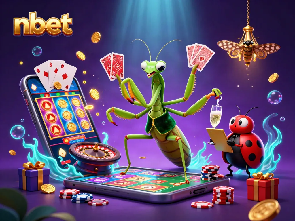 Experience nbet's vibrant casino world with a giant mantis card sharp and ladybug pit boss.