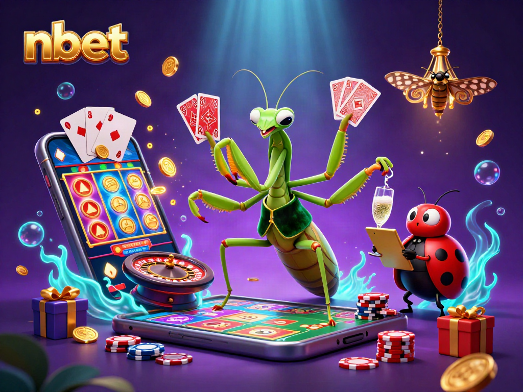 Experience nbet's vibrant casino world with a giant mantis card sharp and ladybug pit boss.
