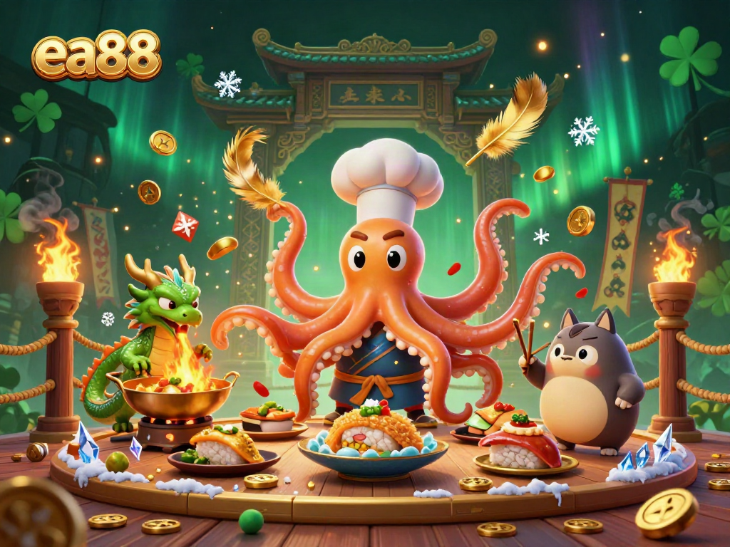 Engaging 3D illustration representing ea88 online gaming with vibrant characters in a bustling casino atmosphere.