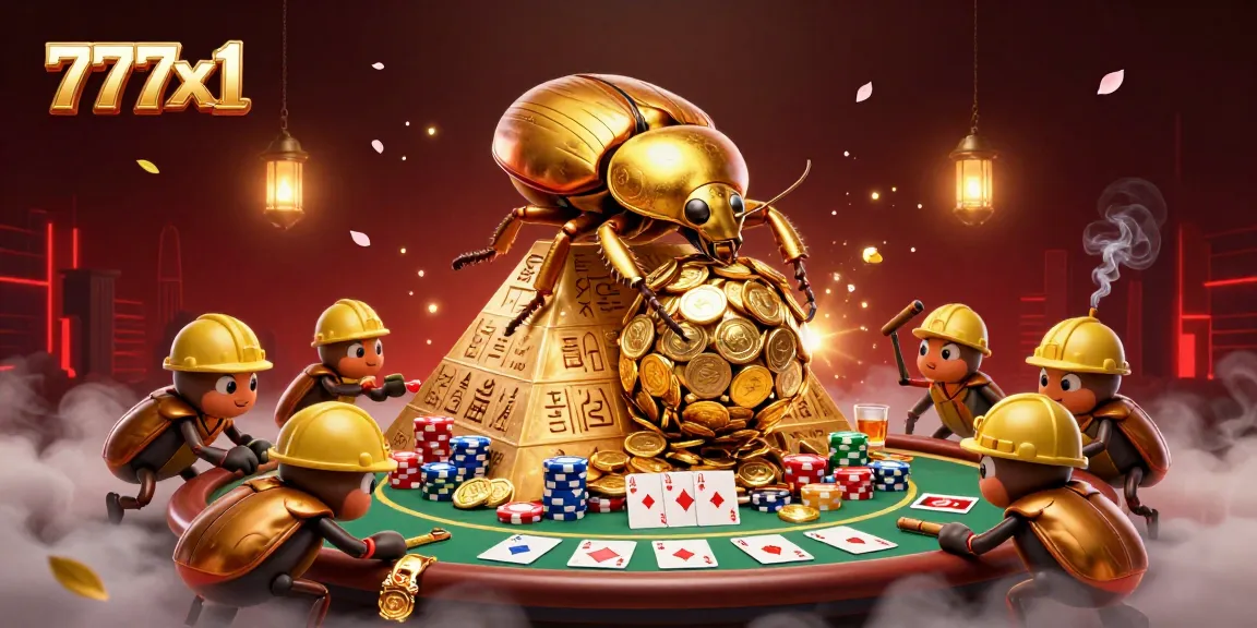 Experience unmatched gaming with 777x1 as golden coins tumble in a vibrant casino scene.