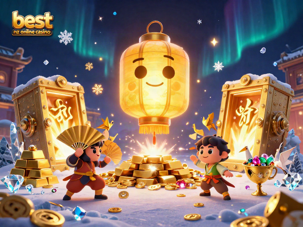 Experience the excitement of the best NZ online casino with vibrant characters and casino elements.