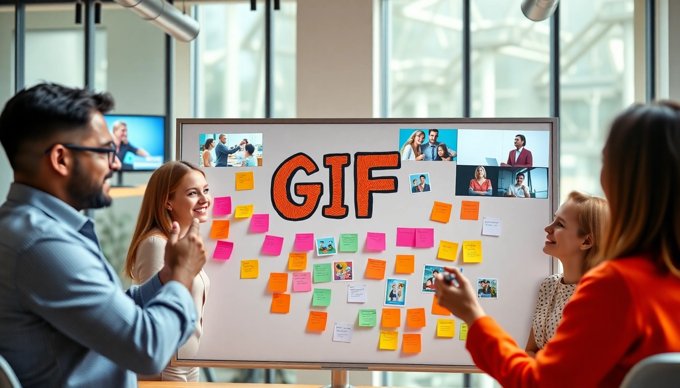 Klipy team collaborating to create animated GIFs in a modern workspace.