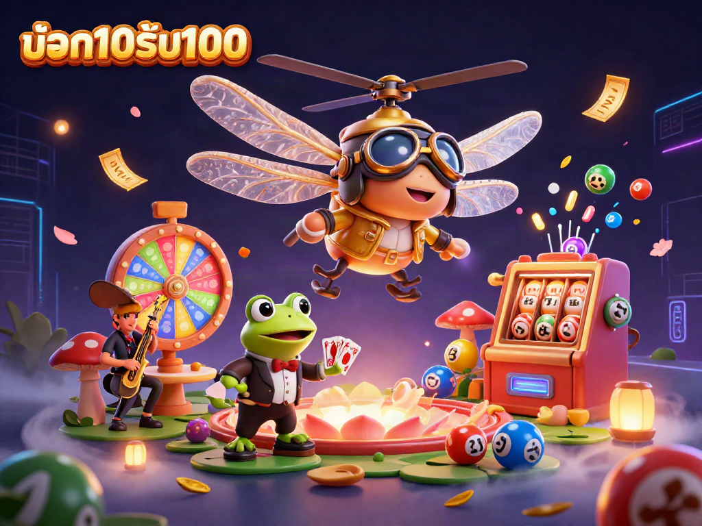 ภาพวาด 3D โปรโมชั่น ฝาก10รับ100 ที่มีความสนุกสนานและเต็มไปด้วยรายละเอียดของคาสิโน