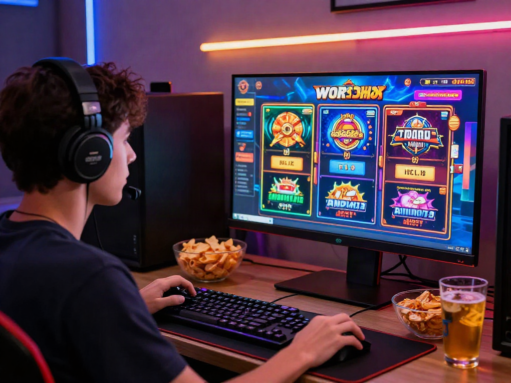 Engaging slot gaming experience with vibrant graphics and a cozy atmosphere
