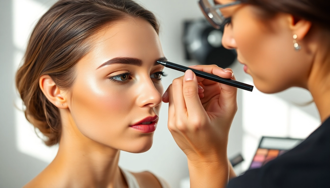 Enhance pencil eyebrows with precision by a professional makeup artist.